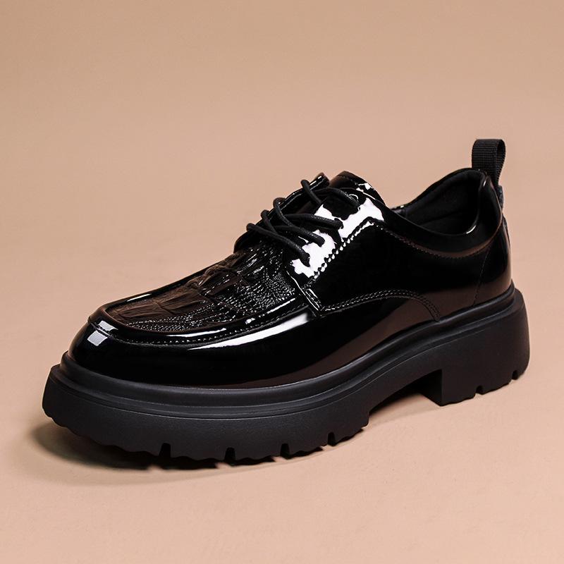 Men's Single Shoes 2026 Spring Men's Shoes Genuine Leather Youth Versatile Big Head Tall Thick soled Shoes