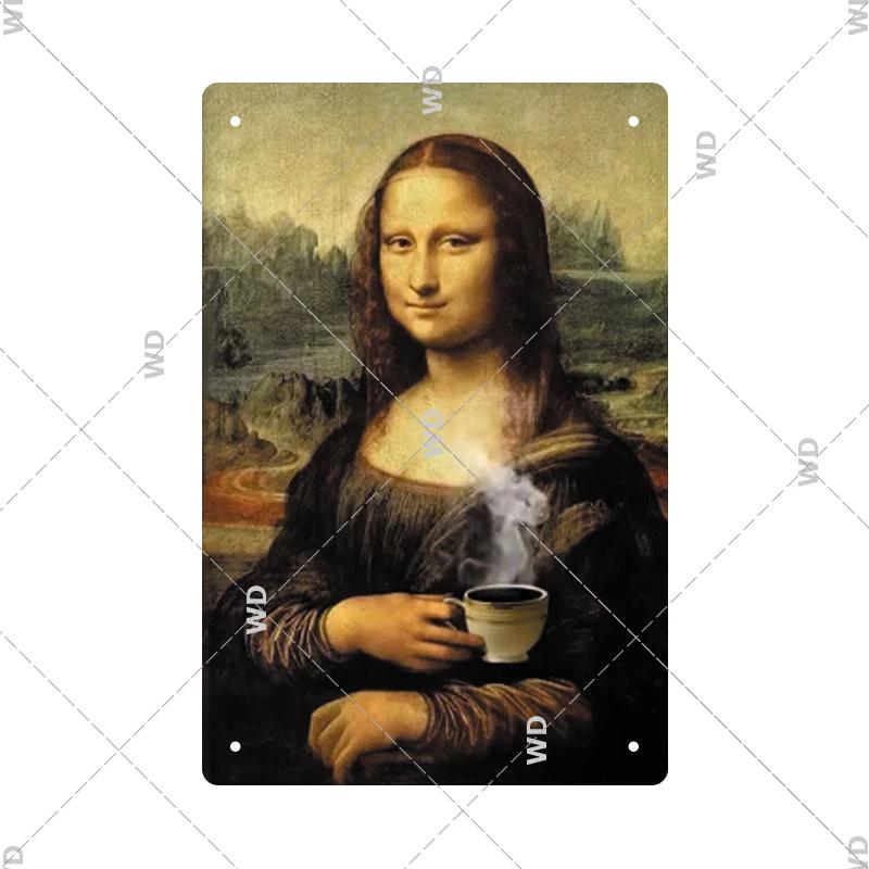 Vintage Sexy Funny MonaLisa Metal Sign Metal Tin Plaque Metal Vintage for Pub Bar Sign Man Cave Decoration Iron Plates