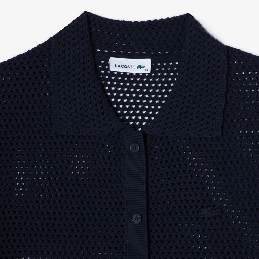 Lacoste Women's Crocheted Short Sleeve Cardigan AF301E-56G166