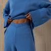 GMXIA Women's Half Turtleneck Sweater Set Irregular Bevelled Sweater + Knitted Wide Leg Pants Two Piece Set