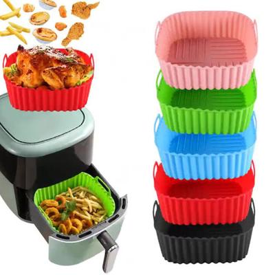 2 Pièces Carrées en Silicone pour Friteuse à Air 8 Pouces Réutilisables Panier Pot pour Friteuse à Air Réutilisables Doublure de Four Plaque de Cuisson pour Cuisine Tapis Accessoires pour Friteuse à Air