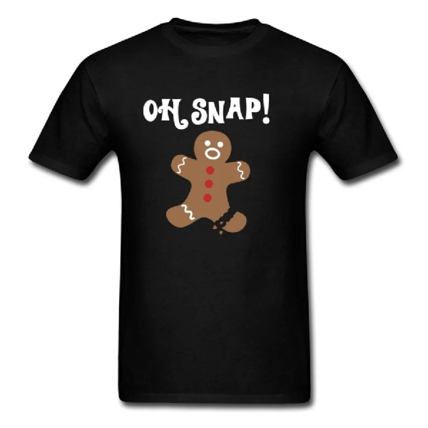 

Funny Christmas Holiday Tops Tees Family Gift Tshirt OH SNAP Gingerbread Vintage T-shirt Men T Shirt Black Clothing Cotton Tops XXXXXL чорний