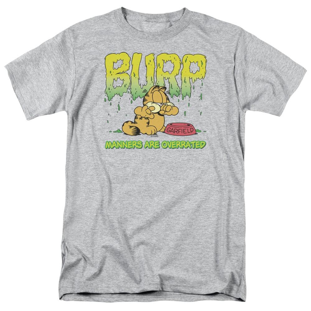Garfield - Manners - Adult Unisex Short Sleeve T-Shirt - Gray S