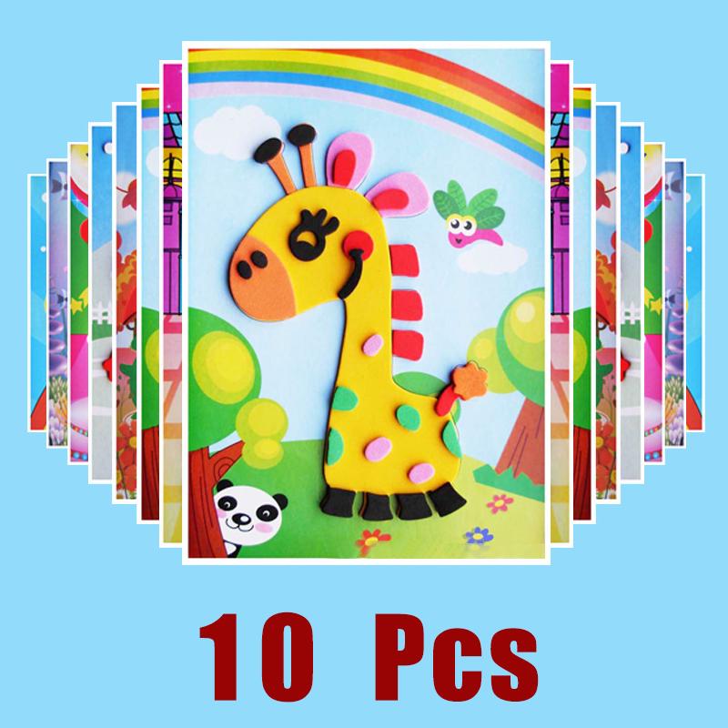 1-10PCS Kids DIY Cartoon Animal 3D EVA Foam Sticker Puzzle Handmade Early Learning Educational Toys for Children Craft Gift