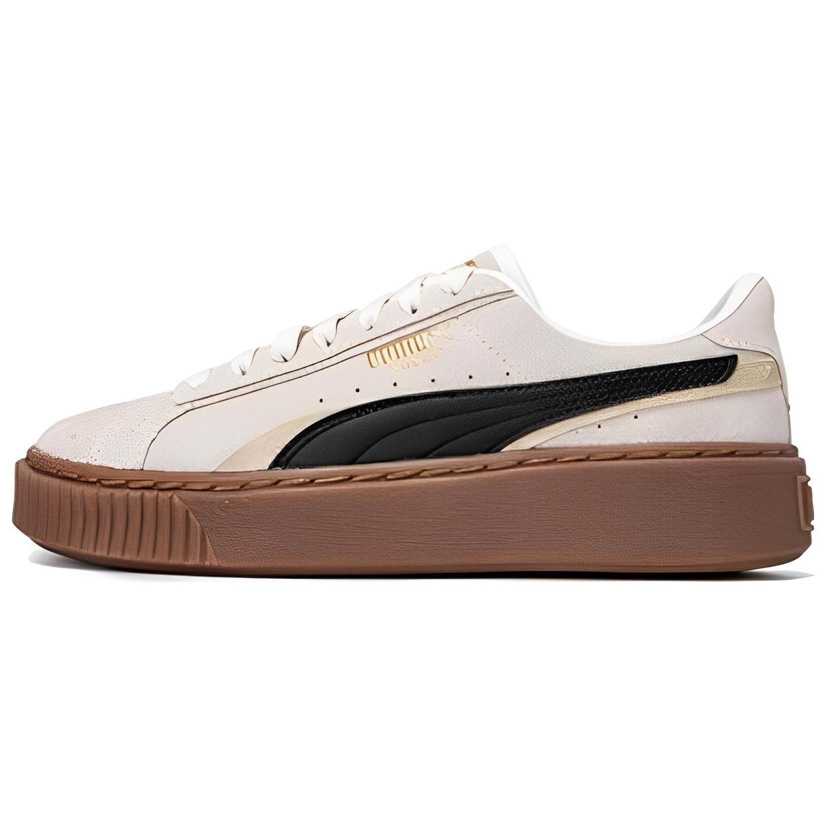 (WMNS) PUMA Platform Skate Shoes Cream Black Brown Women s 395225-03 EU 38