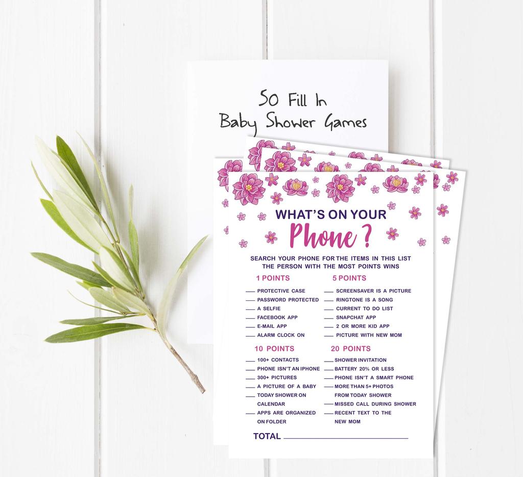 Inkdotpot Baby Shower Game Set Of 50 BabyA  AlphabetA  ABCA  Game Unicorn Floral Party