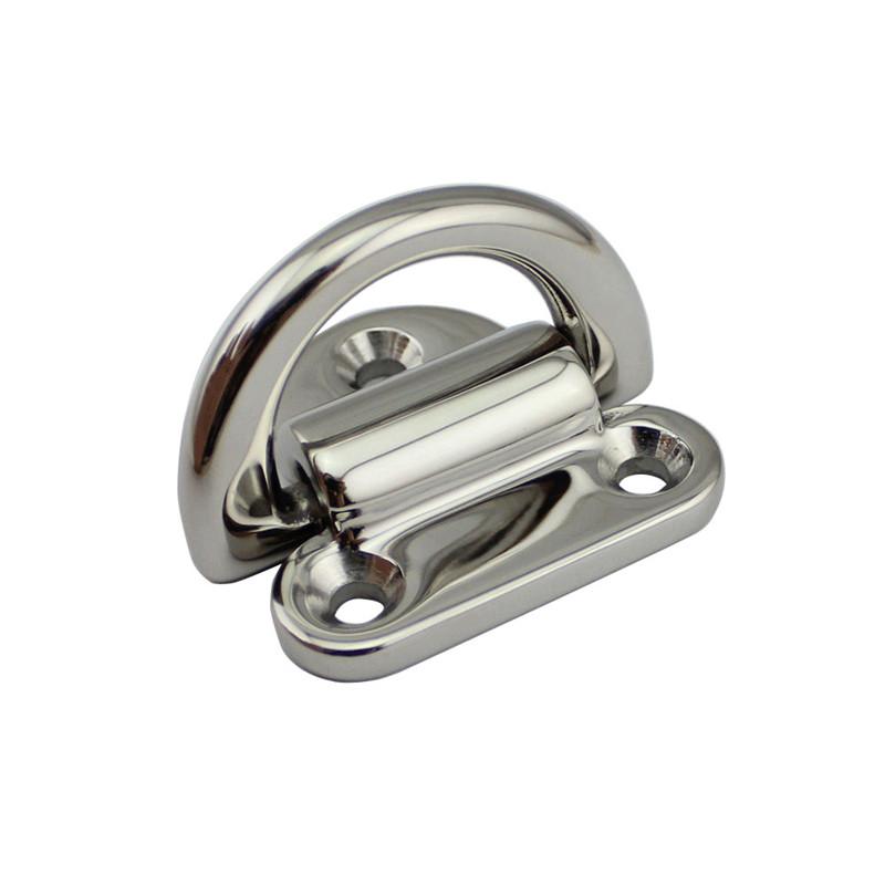 6mm Folding Deck Pad Eyes Lashing D Ring Tie Down Point Anchor Fixing Cleat Plate Mirror Polish Marine Grade 316 Stainless Steel