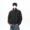 American Retro Patchwork Stand Collar Workwear Jacket - Trendy, Loose-Fit, Unisex, Casual Outerwear