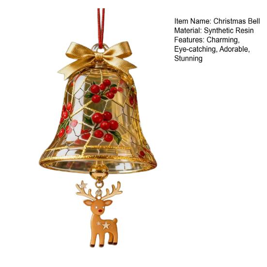 Christmas Bell Ornaments Xmas Tree Hanging Jingle Bell with Santa Claus/Elk/Penguin Ornaments for Holiday