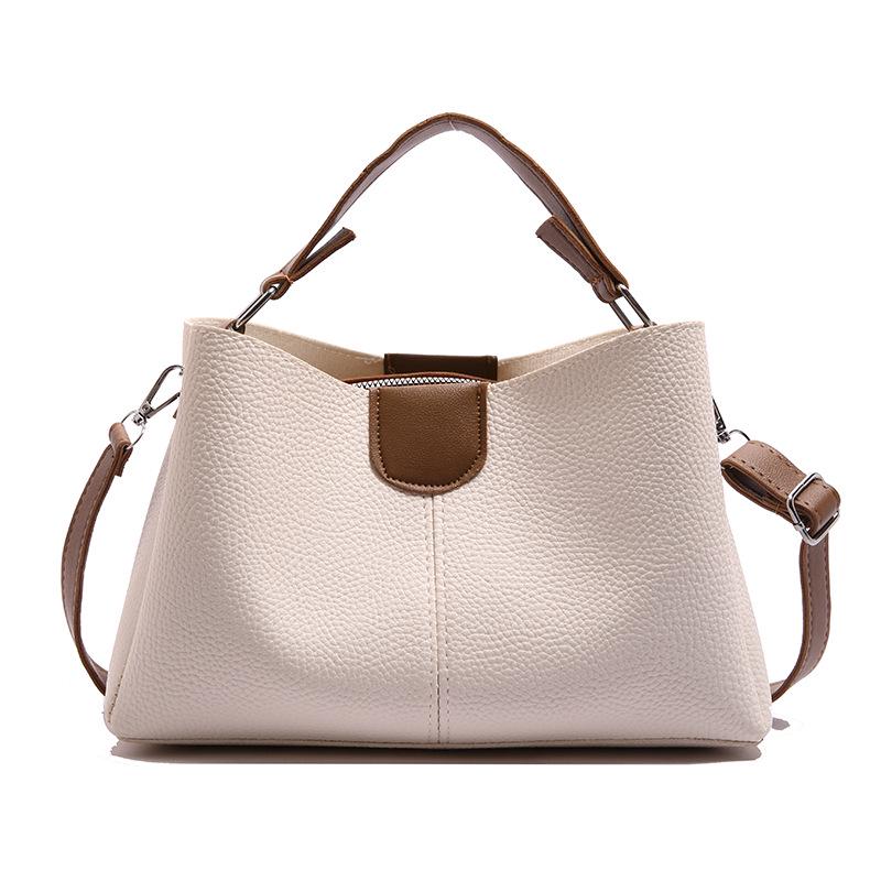 2025 Women's Color Block Bucket Bag - Korean Style Versatile Handbag and Crossbody for Ladies