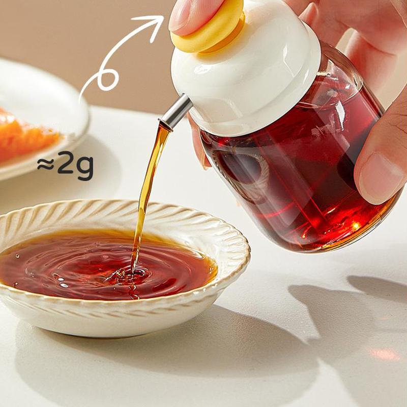 100Ml Cooking Oil Jar Glass Bottle Press Type Seasoning Storage Bottle Spice Metered Oil Control Bottle