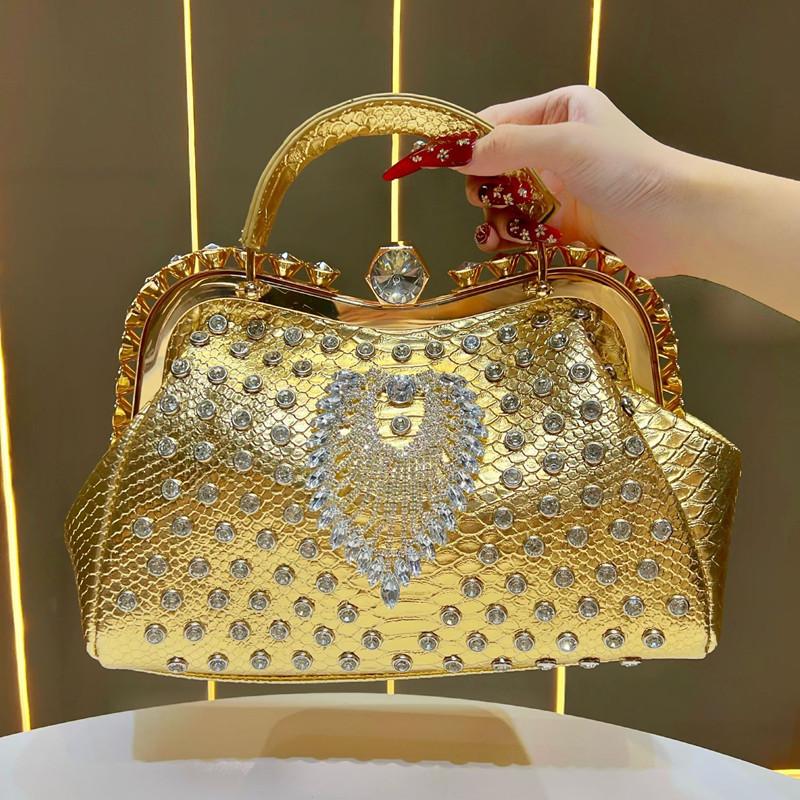 2025 Luxury Fashion Big Diamonds Women Handbags Lady Brand Design High End Party Evening Bag Rhinestone Shoulder Messenger Bags