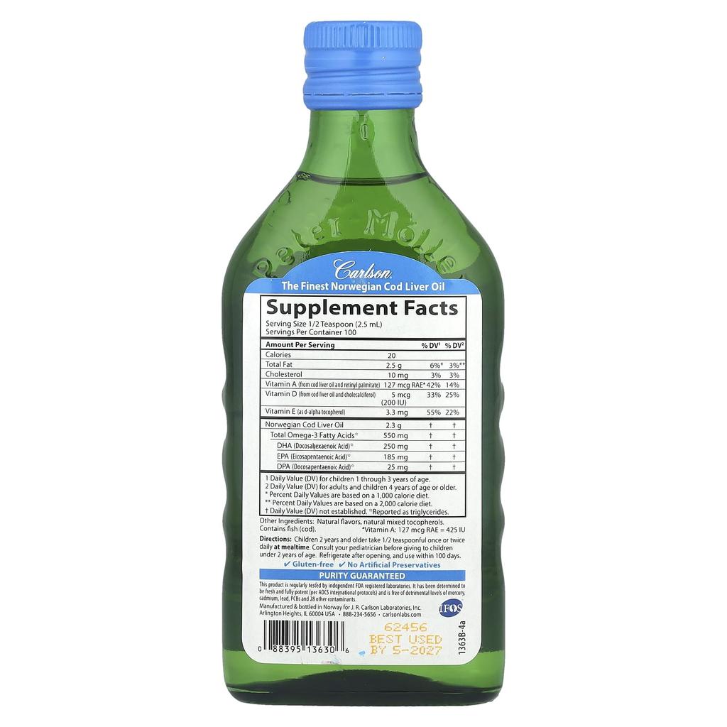 Norwegian Wild for Kids, Cod Liver Oil + Vitamin A & D3, Bubble Gum, 250 Ml (8.4 Fl Oz)