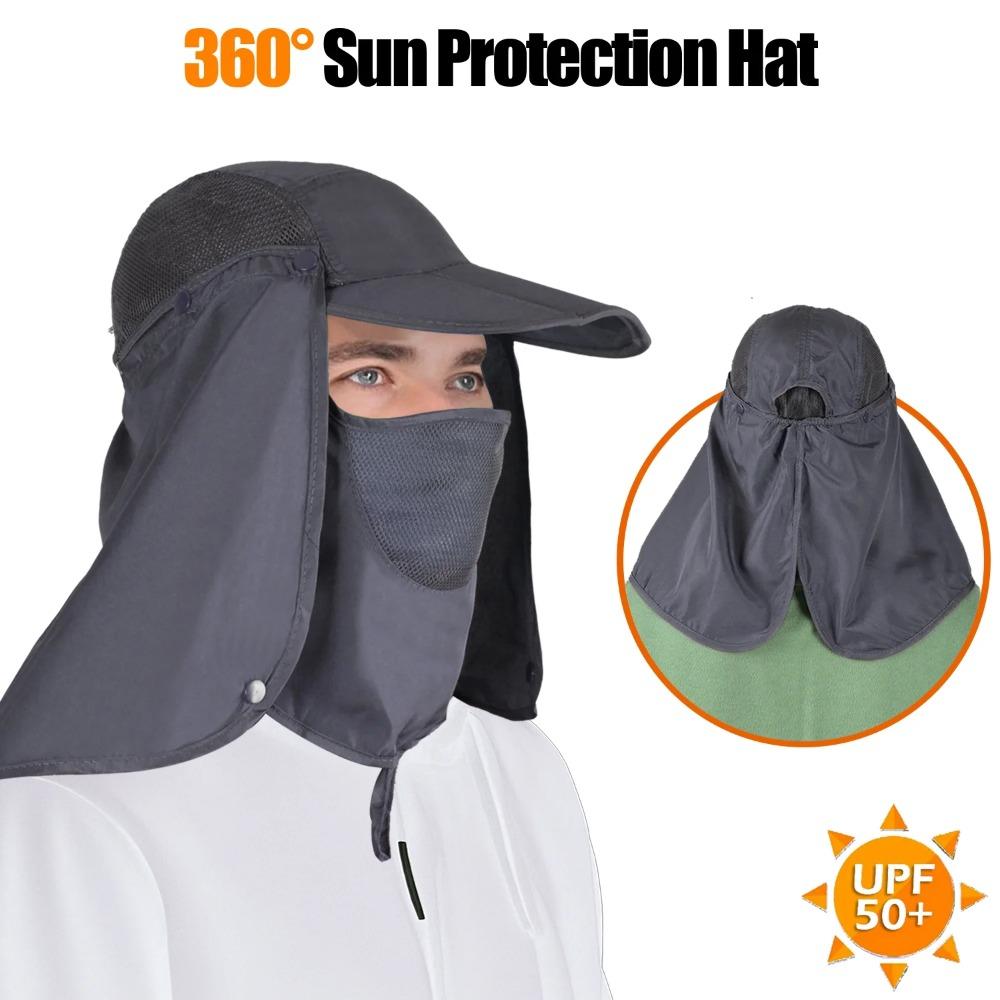 Sun Hat with Neck Flap Face Mask, Foldable Fishing Hat for Men Women Sun Protection Baseball Cap
