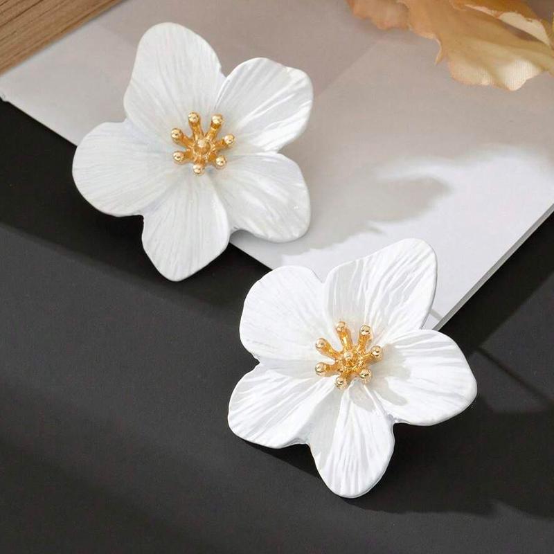 Elegant Baroque Imitation Pearl White Flower Drop Earrings For Women Dainty Dangle Earrings Banquet Party Jewelry Gift