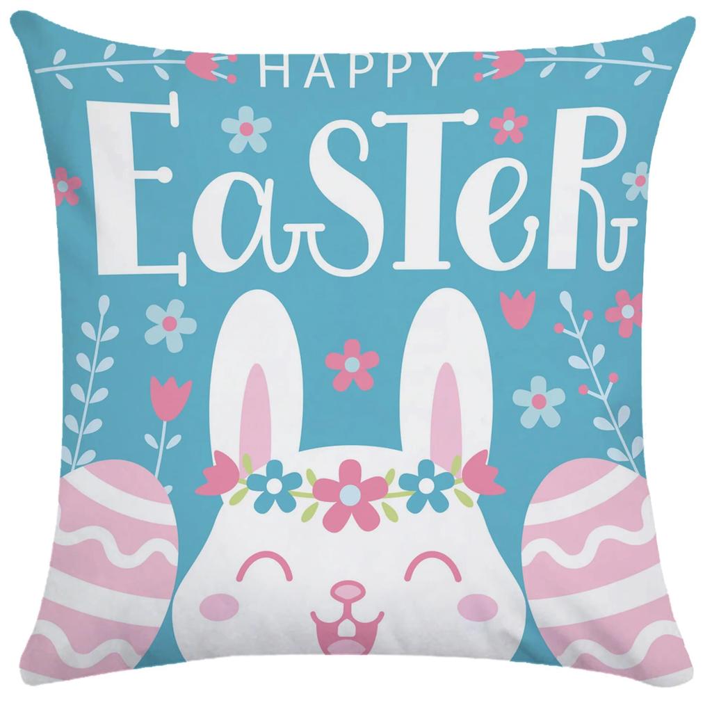 Home Decoration Easter Pillowcase Cute Rabbit Egg Print Pillowcase Living Room Sofa Cushion Cover Bedroom Room Decoration