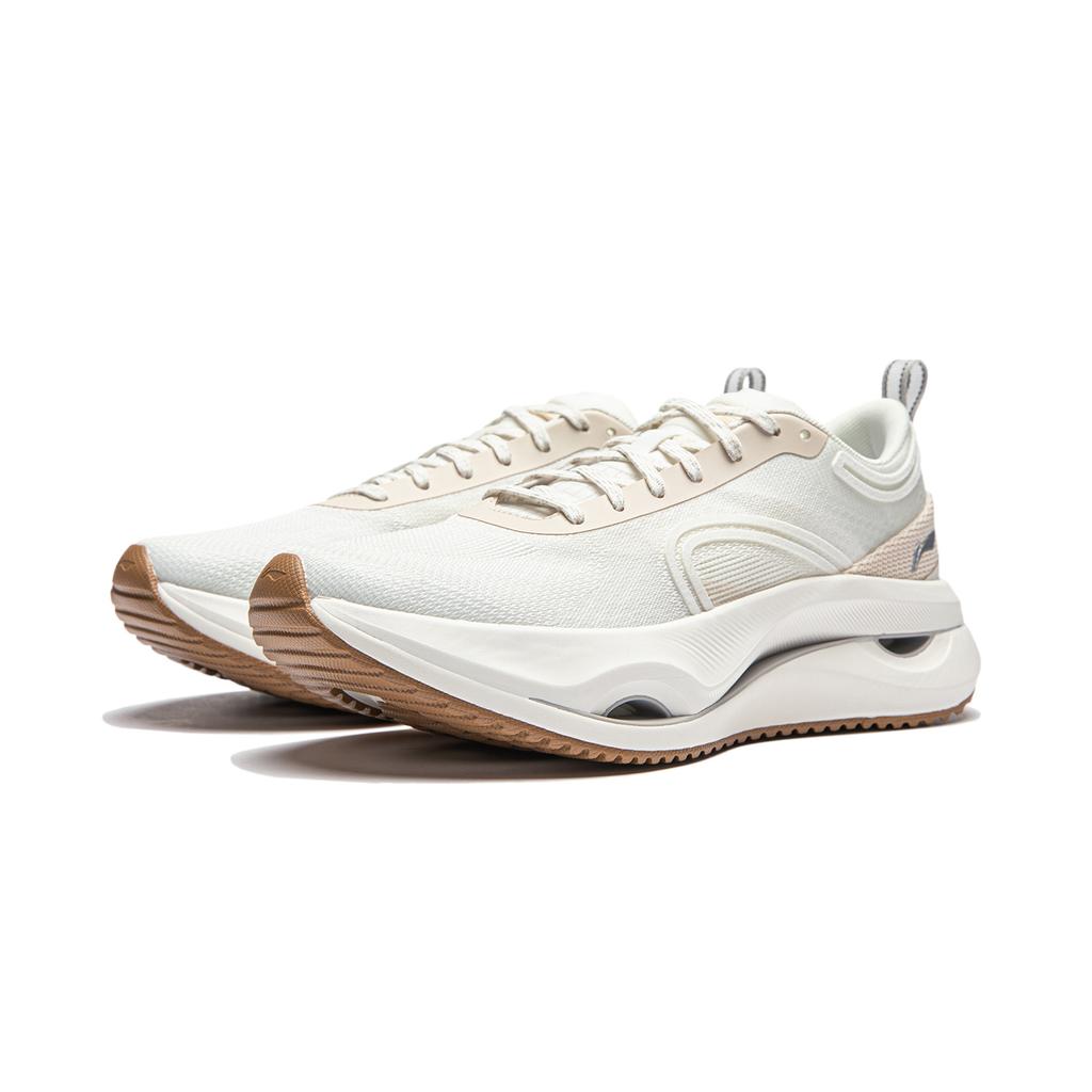 New LiNing Cushioning Anti Slip And Wear Resistant Lightweight Rebound Low Top Casual Running Shoes Women's White Gray ARHU006-3
