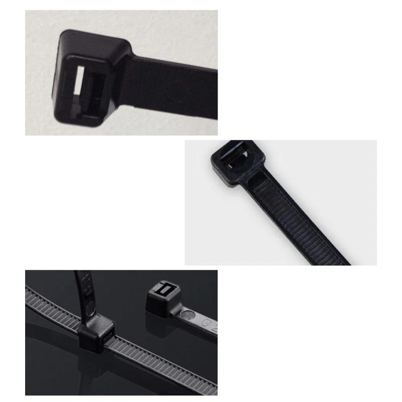 100 kusů černočervených kabelových stahovacích pásek 4x200 mm, upevňovacích kroužků, opakovaně použitelných kabelových stahovacích pásek na zip, odnímatelných multifunkčních antikorozních stahovacích pásek