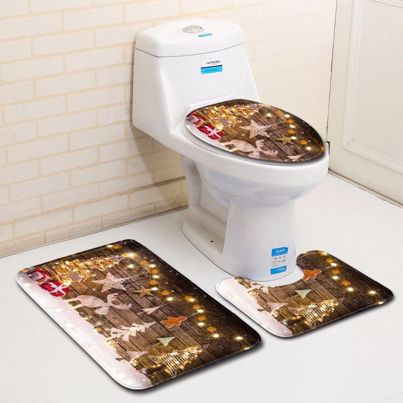 3D Christmas Bathroom Toilet Three-Piece Floor Mat Doormat Bathroom Carpet