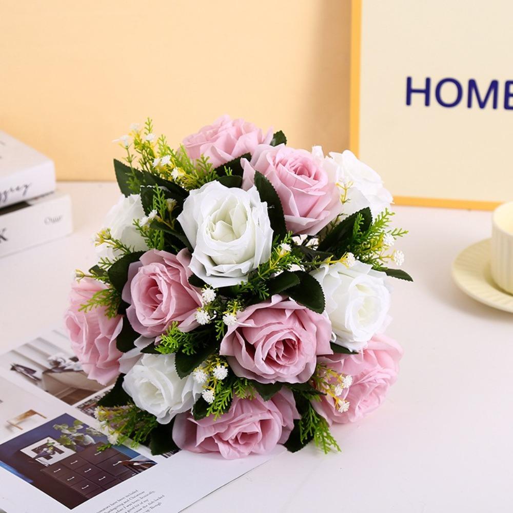 Elegant Polyester Fabric Artificial Rose Flower Simulation Hand Holding Flower Ball Simulation Flowers Home Party