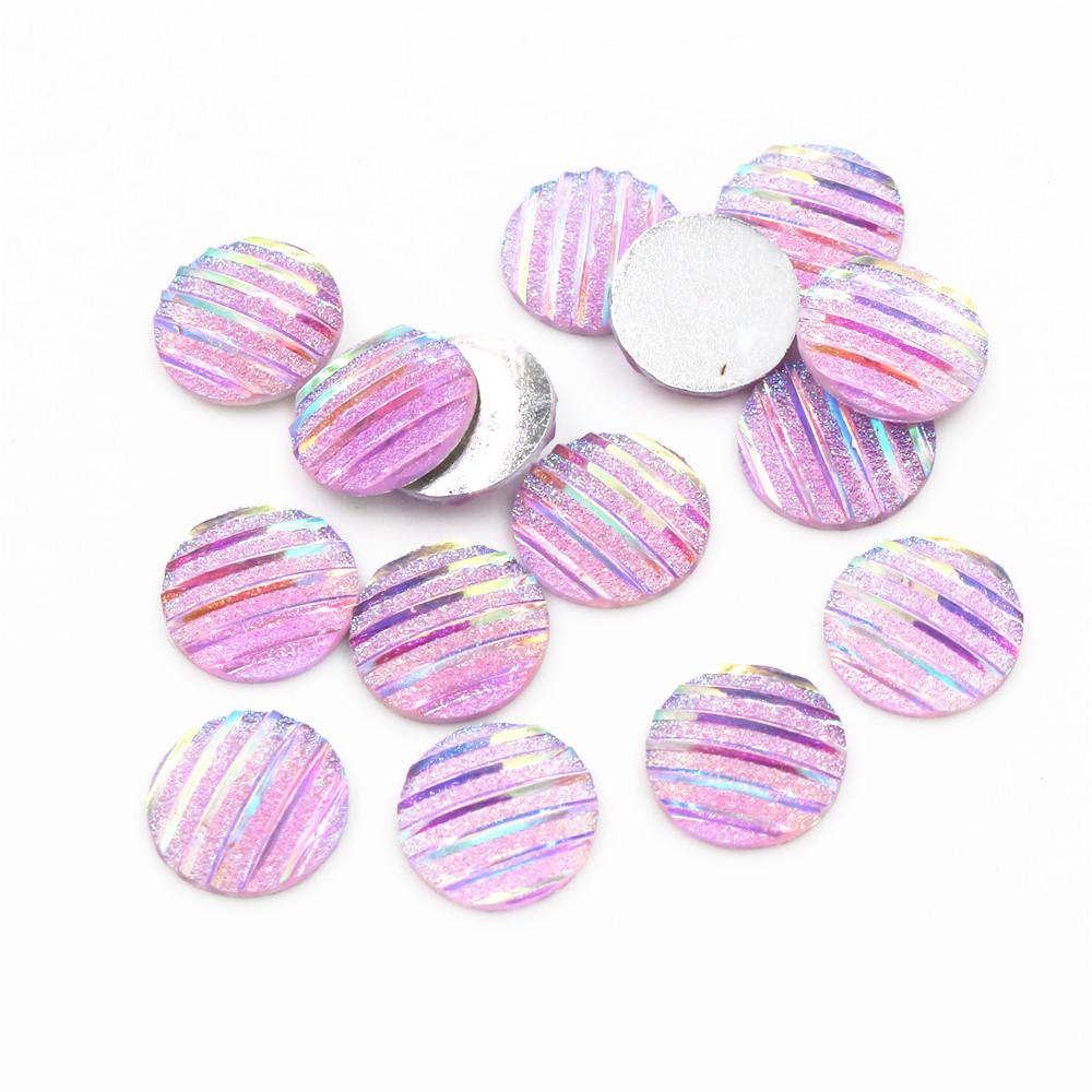 40pcs 8mm 10mm 12mm Mix Colors Mermaid Fish Scale Flat back Rhinestone Round Cabochon Embellishment Scrapbooking DIY Crafts