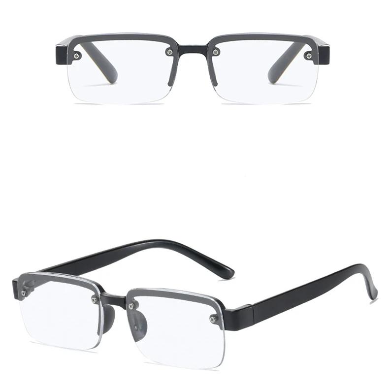 Men Women Resin Reading Glasses semi Frame Portable Ultralight Magnifying Presbyopic Hyperopia Glasses Square 1.5 2.0 +100