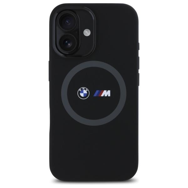 BMW Bmhmp16S23Srok Iphone 16 6.1        Czarny/Black Hardcase M Silicone Printed Ring Magsafe