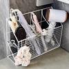 Wall Mounted Hair Dryer Holder Curling Iron Holder Hair Styling Tools Organizer With Shelf Hooks Multi-Functional Storage Rack