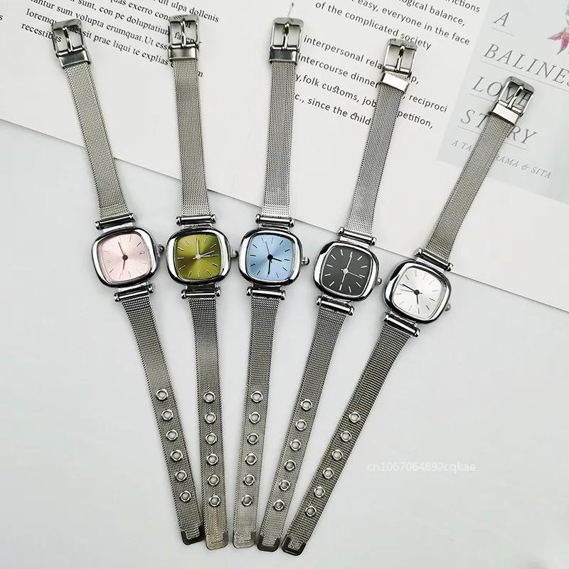Small Square Watch for Women Fashion Stainless Steel Mesh Strap Quartz Watches Ladies Luxury Gift Wristwatches Dropshipping