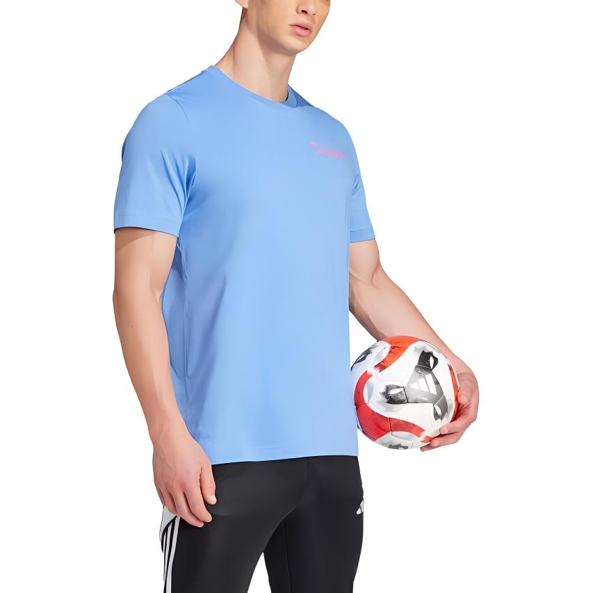 adidas Printed Pattern Pullover Crew Neck Short Sleeve T-Shirt Men Tops Light-Blue JN4951
