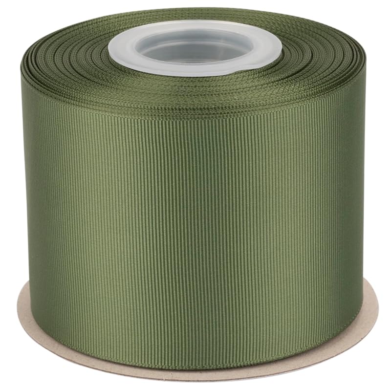 

[Tekdeere]Width 75mm solid moss grosgrain ribbon, perfect for gift wrapping, sewing, hair accessories, wedding decorations - 22 meters/roll