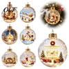 Winter Theme Party Supplies 3D Christmas Animal Faux Crystal Ball Ornament, Lighted Acrylic Hanging Decor Indoor Accents with Hedgehog Penguin Panda,