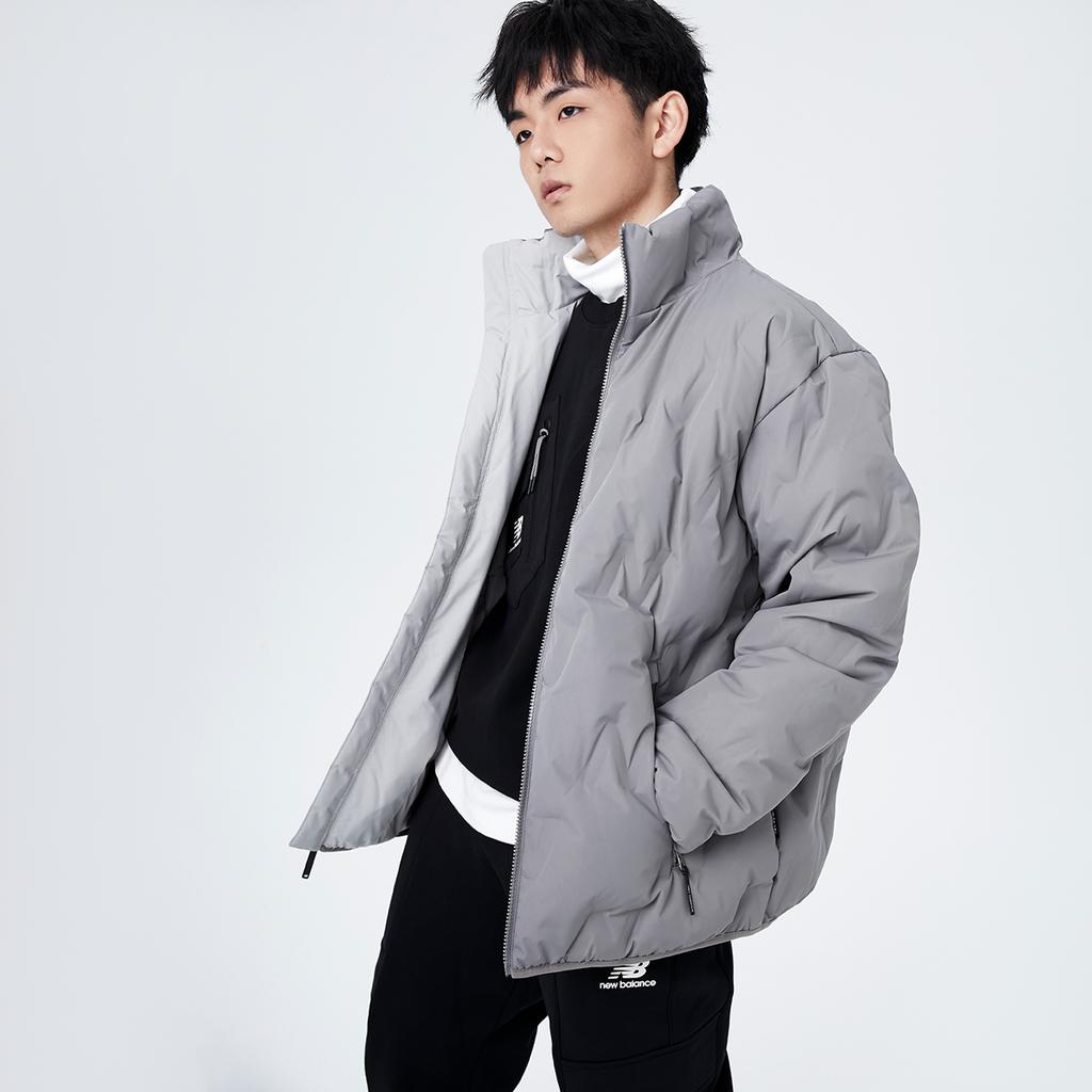 New Balance Down Jackets Men's Gray Stand Collar Moderate Other AMJ14330-RCD