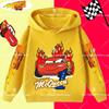 Felpa con cappuccio per bambini e ragazzi, stampa divertente di Saetta McQueen, autunno e inverno, moda casual, calda, felpa da studente