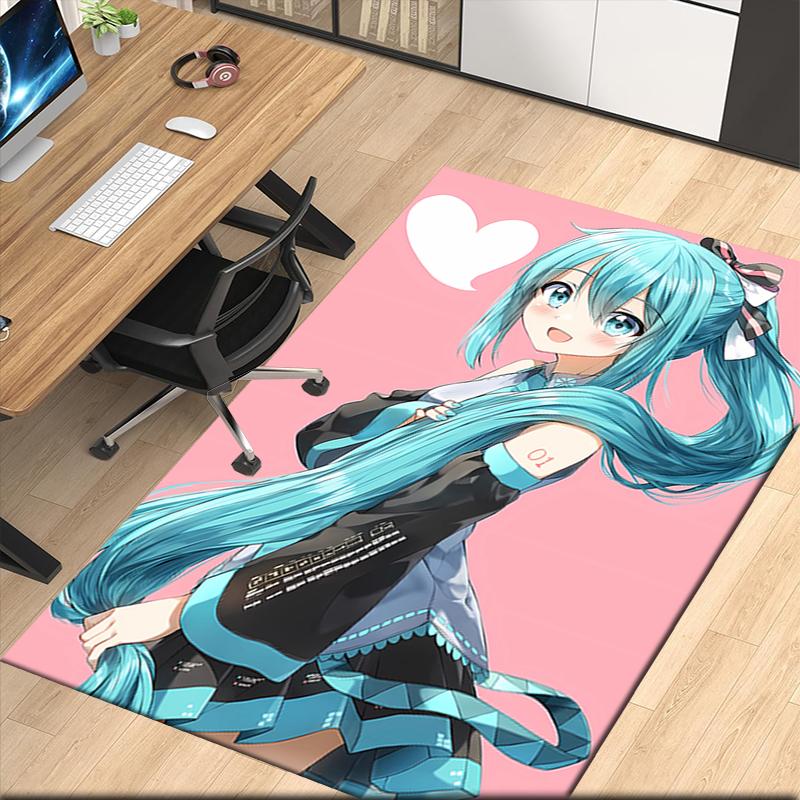 Hatsune Miku Printed Carpet, for Office Chair Living Room Bedroom Kitchen Room Decor Gifts.