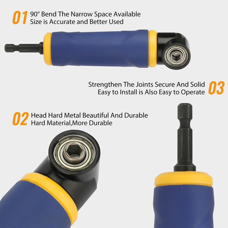 90 Degree Right Angle Drill Adapter High Efficiency Standard Hex Extension Screwdriver Socket Holder