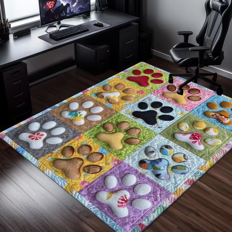 Vivid Dog Paw Print Carpet Area Suitable for Guest Bedrooms Outdoor Terraces and Garden Decoration Carpets