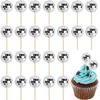 Retro Disco Ball Cake Toppers With Wooden Stick 3cm Cake Decoration Baking 70s 80s Style Cake Card Insert Wedding Decor Supplies