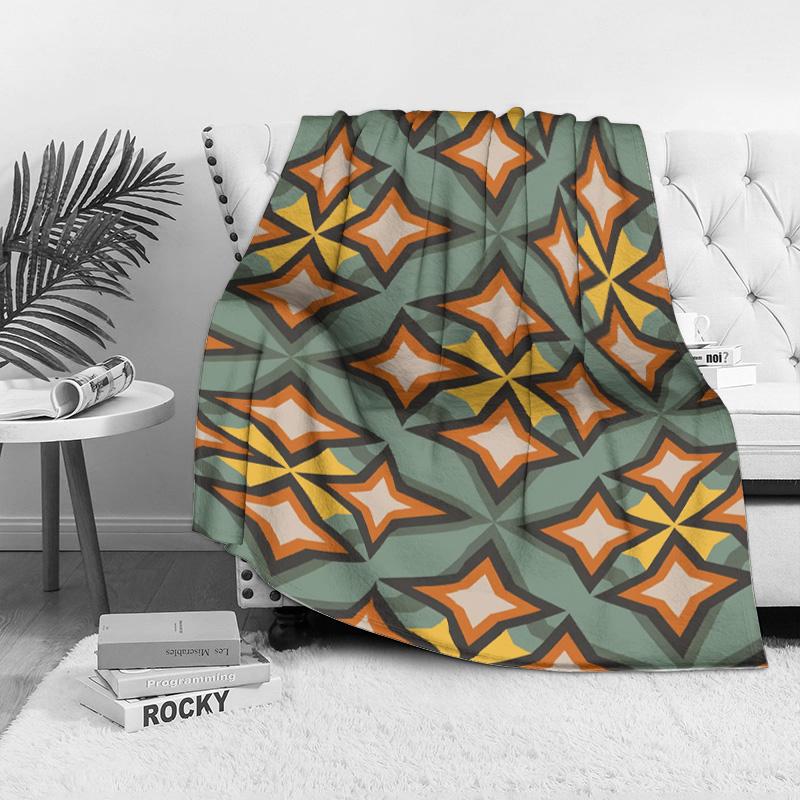 Geometric Pattern Throw Blanket Soft Cozy Fleece Blanket Sofa Bed Living Room Decor Gift