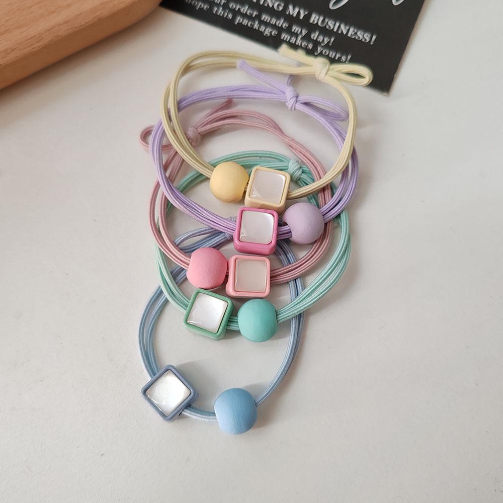 

5 шт. Милые красочные резинки для волос с сердечками и цветами, хорошая высокая эластичность, для женщин, девочек, держатель для хвостика, корейские кольца для волос, веревочные аксессуары