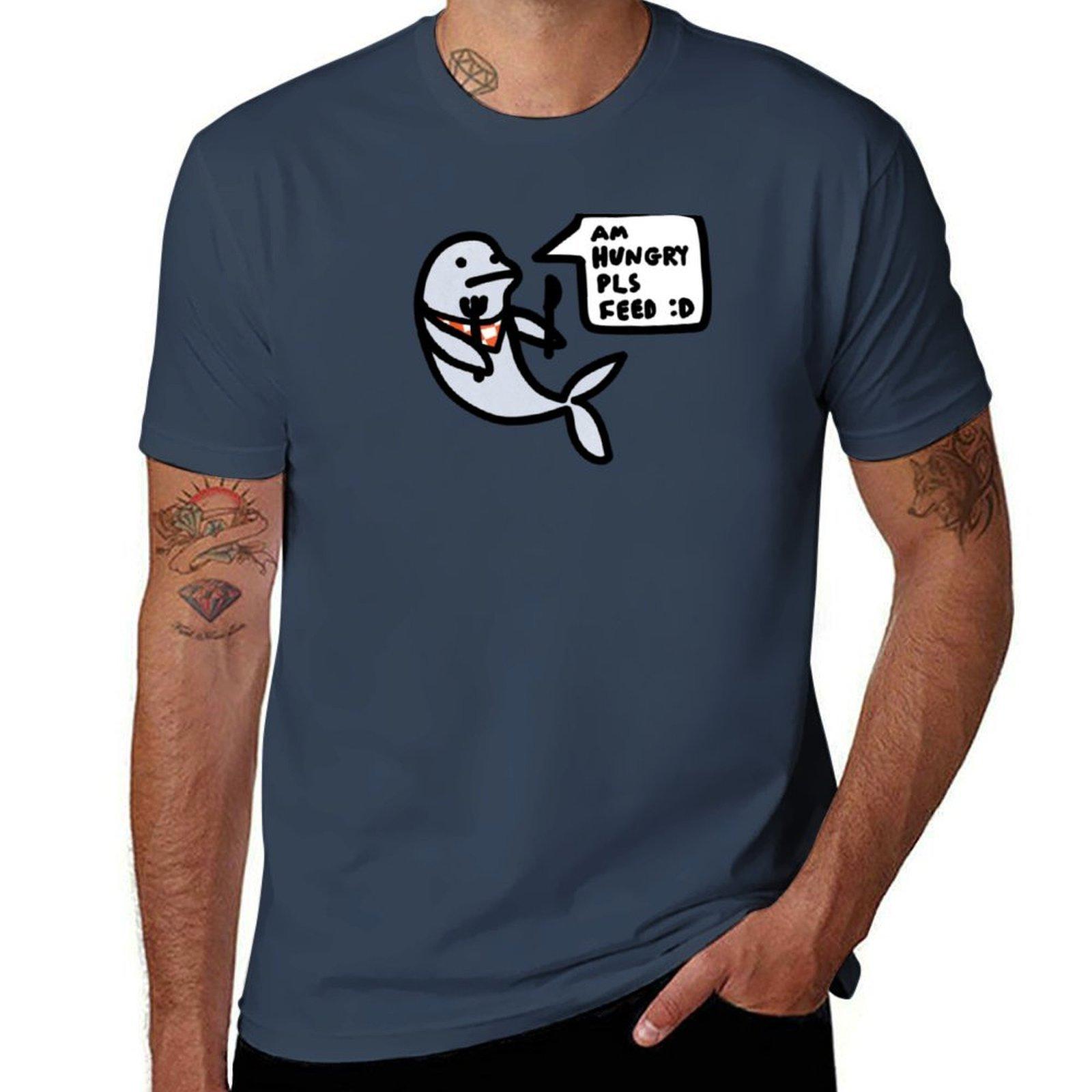 Hungry Dolphin Tshirt Novelty Graphic Tee Shirt S