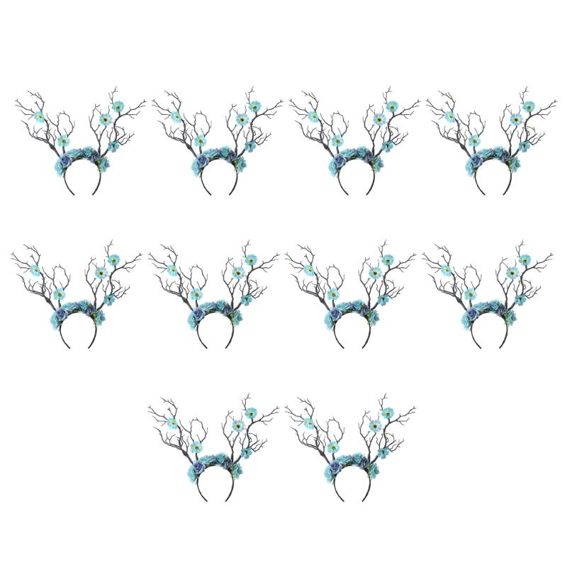 10Pcs Deer Antler Flower Crowns Headbands Tree Branches Headbands Antlers Headbands Cosplay Headdress Hair Accessories
