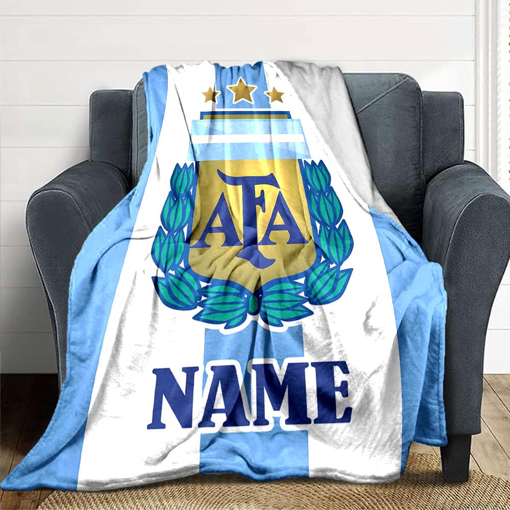 Custom Name River Plate Crest Blanket for Couch & Bed, Plush Cozy Fuzzy Blanket Super Soft & Warm Blankets for Fall and Winter. 0908284