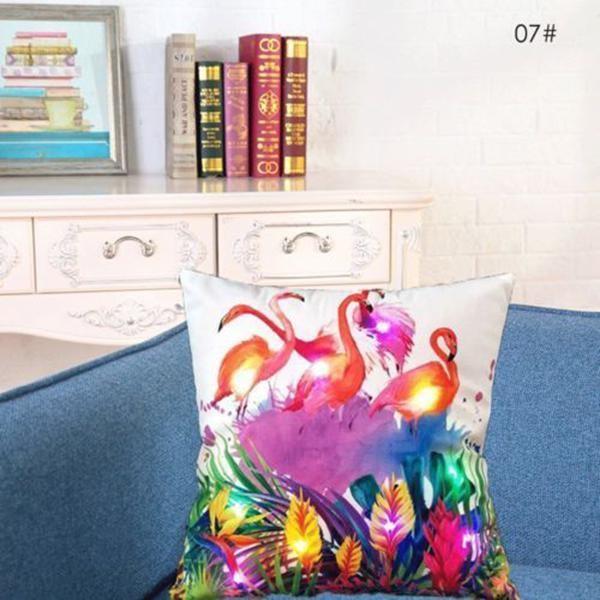 Față de pernă vintage din in de bumbac cu lumini care schimbă culoarea pentru decorarea canapelei