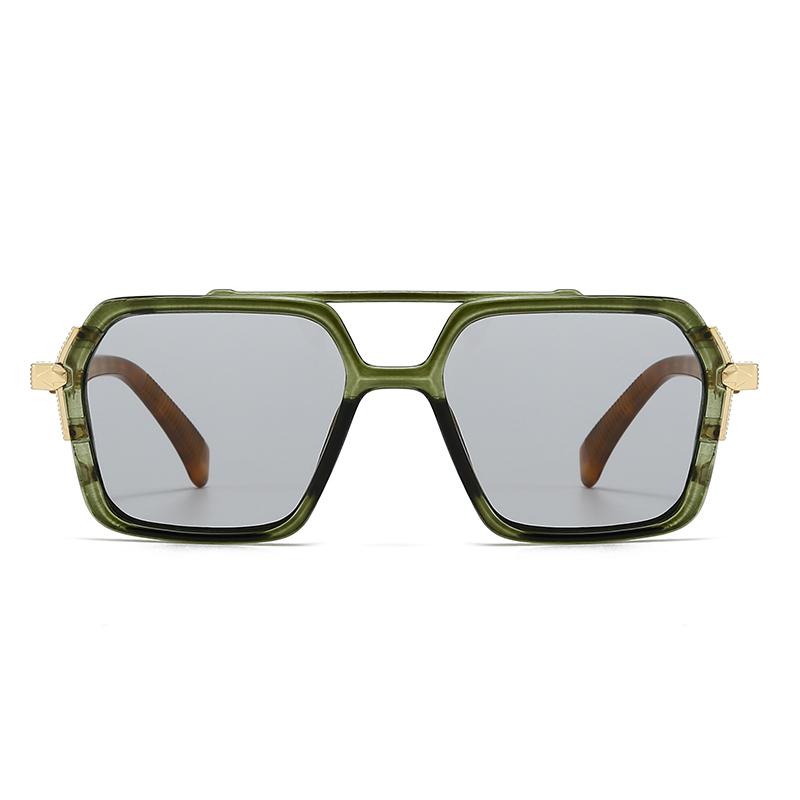 New European And American Style Men'S Aviator Glasses Retro Double Bridge Square Frame Sunglasses  Ready Stock 620