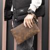 Vintage Handbag RFID Anti-theft Brush Hand Grab Bag Crazy Horse Skin Hand Holding Bag Clutch Bags Men Cowhide Business File Bag