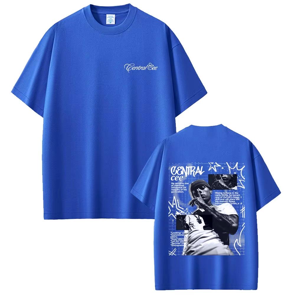 Hot Sale Rapper Central Cee Double Sided Graphic Print T Shirt Men Women Hip Hop Streetwear T-shirt Breathable Streetwear Short Sleeve Casual Tees