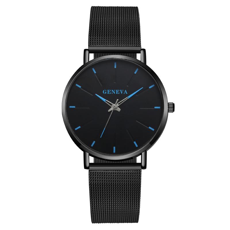 Fashion Blue Needle Geneva Men's Watch Men's Watch Mesh Belt Quartz Watch