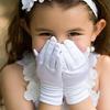 White Satin Kids Gloves Children Dress Gloves Elegant Wedding Gloves for Flower Girl Dancing Stage Performances