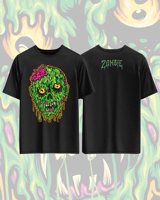 ZOMBIE Printed Pure Cotton Tshirt for Men and Women Dark Fun Style Short Sleeved Oversized Fashion Casual Summer Gothic Tees
